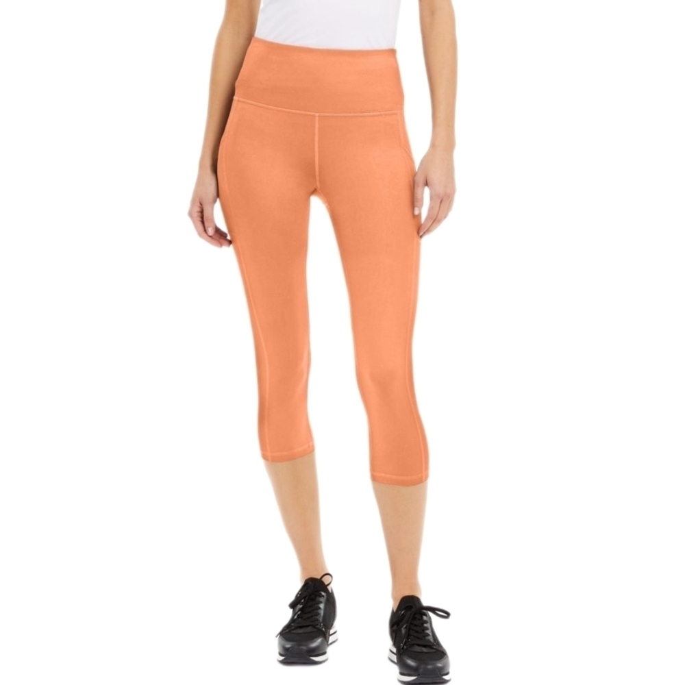 Ideology Womens High Rise Side Pockets Cropped Leggings Orange Size M